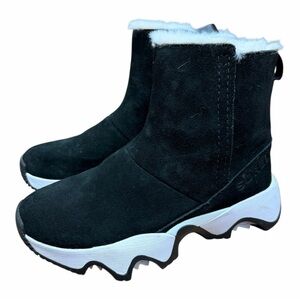 Sorel Women's size 6 Kinetic Impact Short Booties Black Suede Boots
